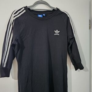 Adidas Black Sweatshirt Dress with Iconic Stripes